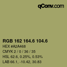 カラーコード: RGB 162 164.6 104.6 | qconv.com