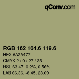 カラーコード: RGB 162 164.6 119.6 | qconv.com