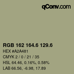 カラーコード: RGB 162 164.6 129.6 | qconv.com