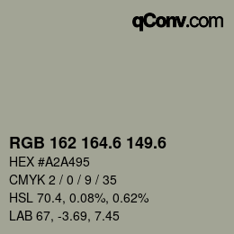 カラーコード: RGB 162 164.6 149.6 | qconv.com
