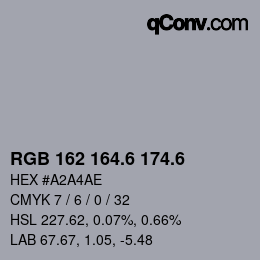 カラーコード: RGB 162 164.6 174.6 | qconv.com