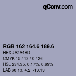 カラーコード: RGB 162 164.6 189.6 | qconv.com