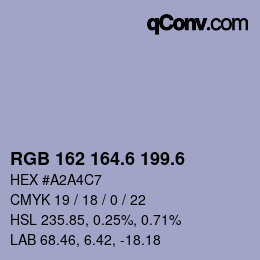 カラーコード: RGB 162 164.6 199.6 | qconv.com