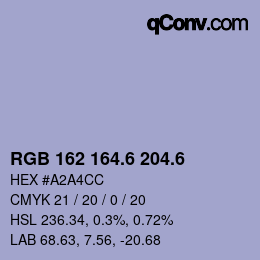 カラーコード: RGB 162 164.6 204.6 | qconv.com