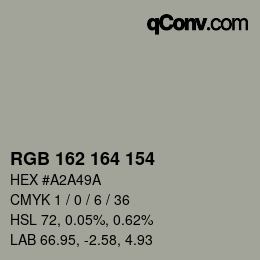 Color code: RGB 162 164 154 | qconv.com