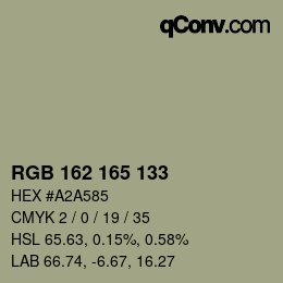 Color code: RGB 162 165 133 | qconv.com