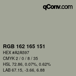 Código de color: RGB 162 165 151 | qconv.com