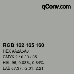 カラーコード: RGB 162 165 160 | qconv.com