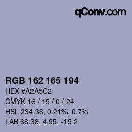 Color code: RGB 162 165 194 | qconv.com