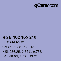カラーコード: RGB 162 165 210 | qconv.com
