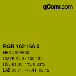 カラーコード: RGB 162 166 0 | qconv.com