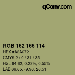 Color code: RGB 162 166 114 | qconv.com