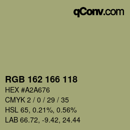 カラーコード: RGB 162 166 118 | qconv.com