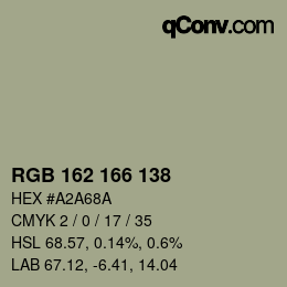 Código de color: RGB 162 166 138 | qconv.com