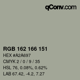 Código de color: RGB 162 166 151 | qconv.com