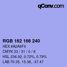 Color code: RGB 162 166 240 | qconv.com