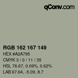 颜色代码: RGB 162 167 149 | qconv.com