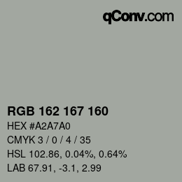 Color code: RGB 162 167 160 | qconv.com