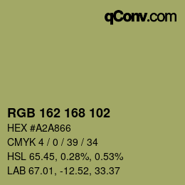 颜色代码: RGB 162 168 102 | qconv.com