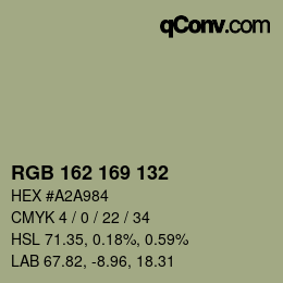 颜色代码: RGB 162 169 132 | qconv.com