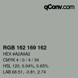 颜色代码: RGB 162 169 162 | qconv.com