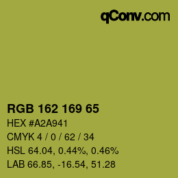 Color code: RGB 162 169 65 | qconv.com