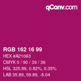 颜色代码: RGB 162 16 99 | qconv.com