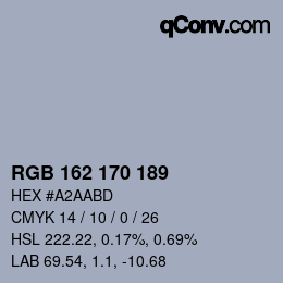 Color code: RGB 162 170 189 | qconv.com