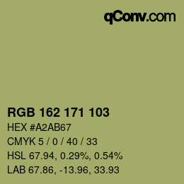 カラーコード: RGB 162 171 103 | qconv.com