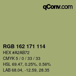 颜色代码: RGB 162 171 114 | qconv.com