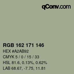 Color code: RGB 162 171 146 | qconv.com