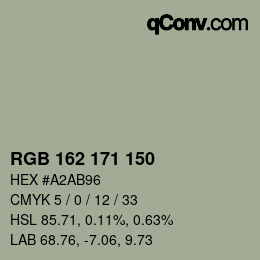 颜色代码: RGB 162 171 150 | qconv.com