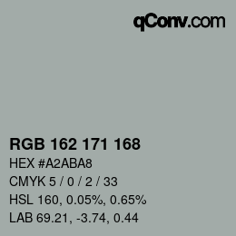 カラーコード: RGB 162 171 168 | qconv.com