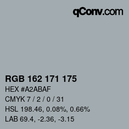 Color code: RGB 162 171 175 | qconv.com