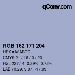 カラーコード: RGB 162 171 204 | qconv.com