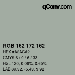 カラーコード: RGB 162 172 162 | qconv.com