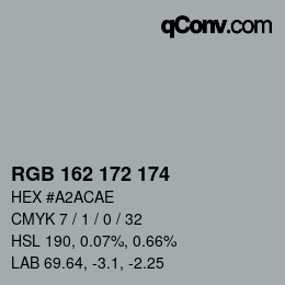 颜色代码: RGB 162 172 174 | qconv.com