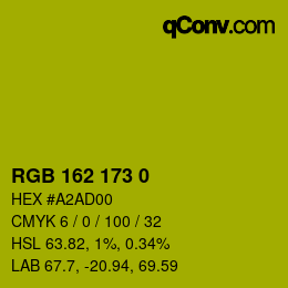 颜色代码: RGB 162 173 0 | qconv.com