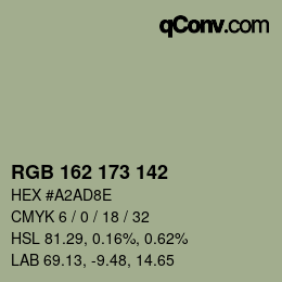 Color code: RGB 162 173 142 | qconv.com