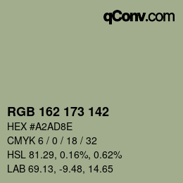 Color code: RGB 162 173 142 | qconv.com