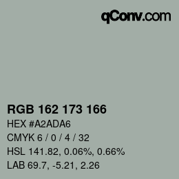 颜色代码: RGB 162 173 166 | qconv.com