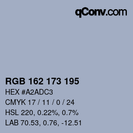 Farbcode: RGB 162 173 195 | qconv.com