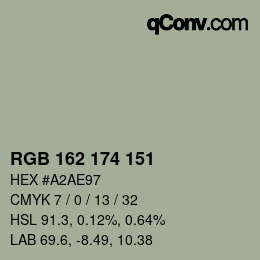 Color code: RGB 162 174 151 | qconv.com