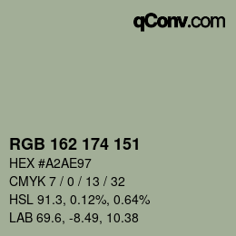 Color code: RGB 162 174 151 | qconv.com