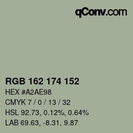 颜色代码: RGB 162 174 152 | qconv.com