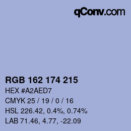 Color code: RGB 162 174 215 | qconv.com