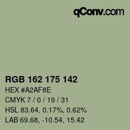 Color code: RGB 162 175 142 | qconv.com