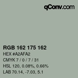 颜色代码: RGB 162 175 162 | qconv.com