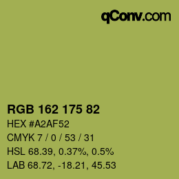 颜色代码: RGB 162 175 82 | qconv.com