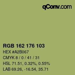 Color code: RGB 162 176 103 | qconv.com